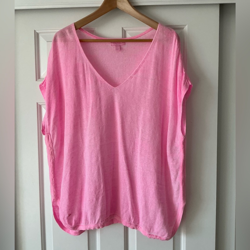 Lilly Pulitzer Bright Pink V-Neck Tunic Top